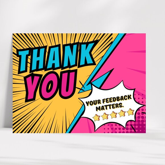 50 Thank You Cards 4 x 3" Pop Art - Picture 2 of 6